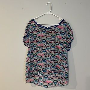 EUC Geometric print top